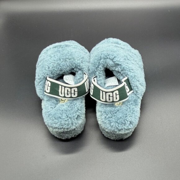 Women's UGG Fluff Yeah Blue Slide Suede Slipper Sandals Size 6 - Picture 5 of 5